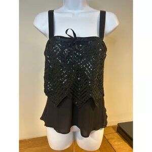 PERRY ELLIS Sz 6 Sequin Flowy Silk Fairy Grunge Whimsy Goth Feminine Dainty Ribb